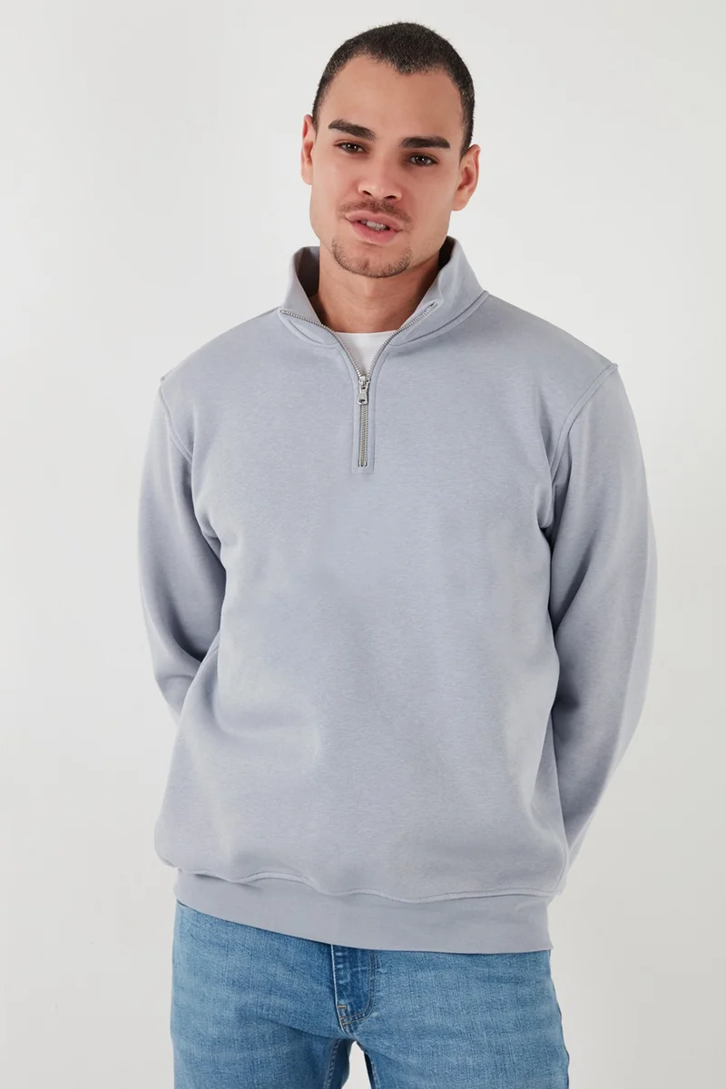 Buratti Cotton Regular Fit Half Zipper Stand Collar Sweat Men's Sweat 59052592