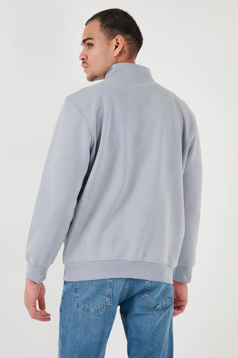 Buratti Cotton Regular Fit Half Zipper Stand Collar Sweat Men's Sweat 59052592