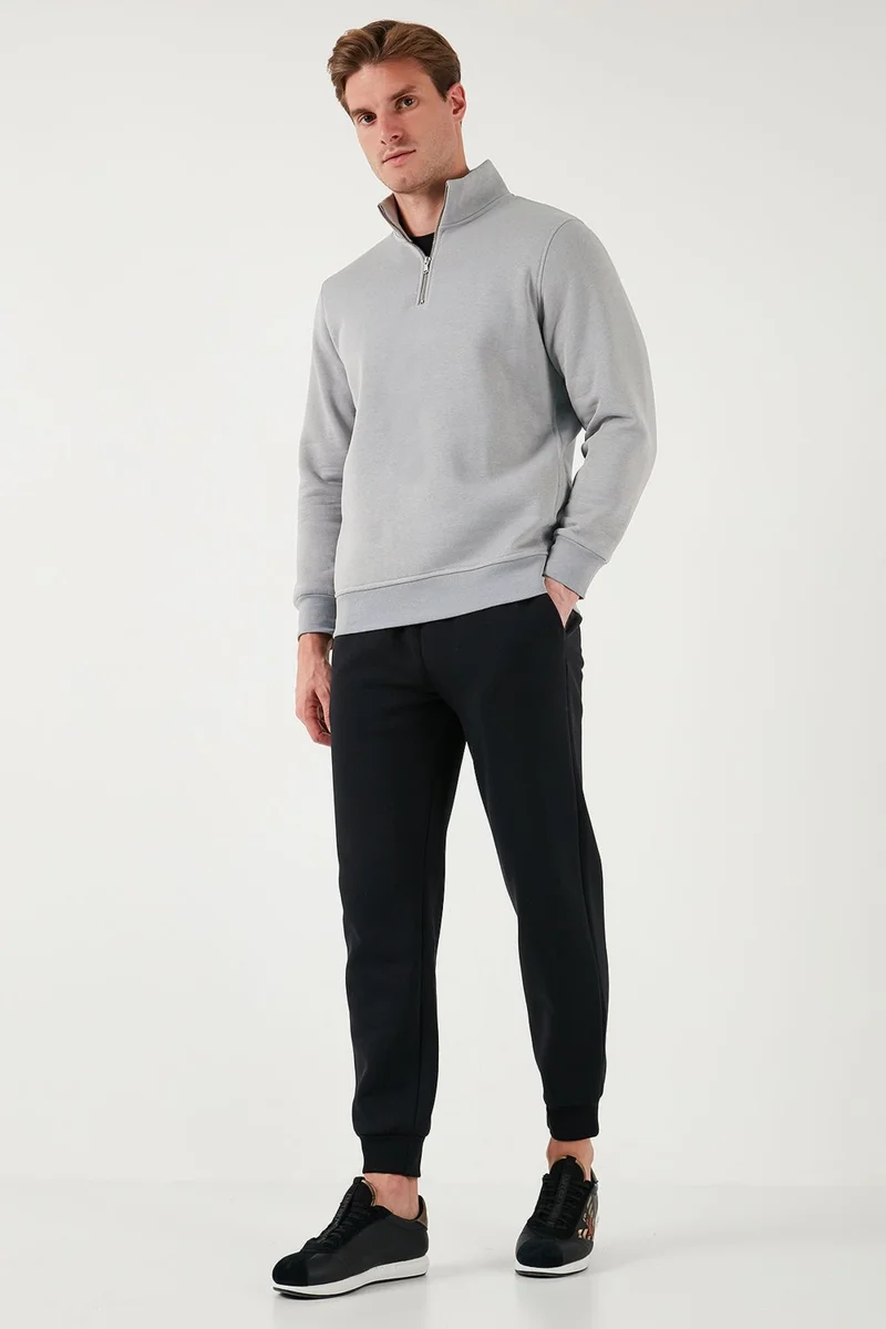Buratti Cotton Regular Fit Half Zipper Stand Collar Sweat Men's Sweat 59052592