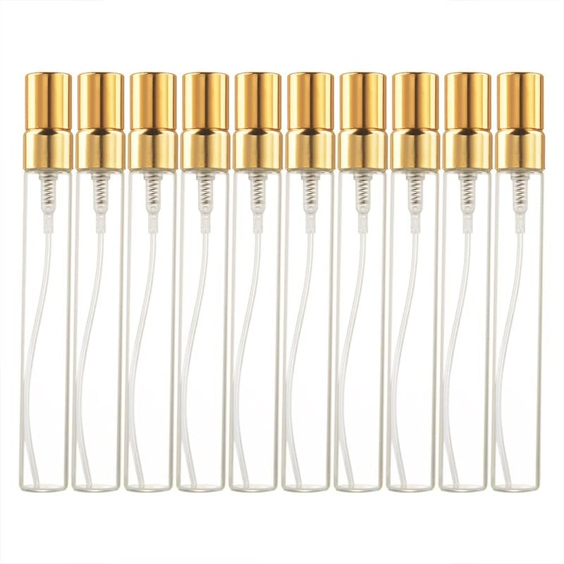 Enslz زجاجة رذاذ قابلة لإعادة التعبئة 10 مل 10 قطع زجاجية (ذهبي)