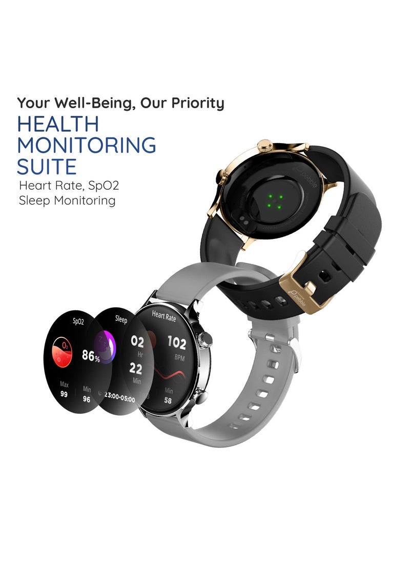 Pebble - Vast 1.43" Smartwatch for Men and Women, AMOLED Display, Always On, Bright HD Display, Bluetooth Calling, Health Suite, Multi-Sports Modes, Premium Build, AI Voice Assistant, Sleep Monitor, Alarm & Notifications - Image 1