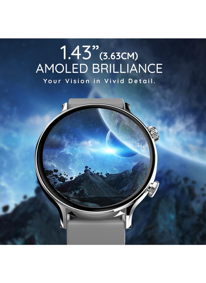 Pebble - Vast 1.43" Smartwatch for Men and Women, AMOLED Display, Always On, Bright HD Display, Bluetooth Calling, Health Suite, Multi-Sports Modes, Premium Build, AI Voice Assistant, Sleep Monitor, Alarm & Notifications - Image 1
