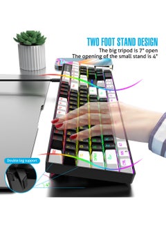 Rock Pow Arabic English Gaming Keyboard 104 Keys Mechanical Keyboard with RGB Backlight 19 Modes Wired Keyboard PBT Keycaps for Gaming PC (Red Switch)  - Image 4
