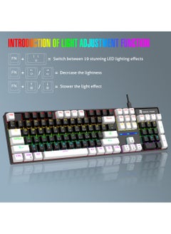 Rock Pow Arabic English Gaming Keyboard 104 Keys Mechanical Keyboard with RGB Backlight 19 Modes Wired Keyboard PBT Keycaps for Gaming PC (Red Switch)  - Image 3