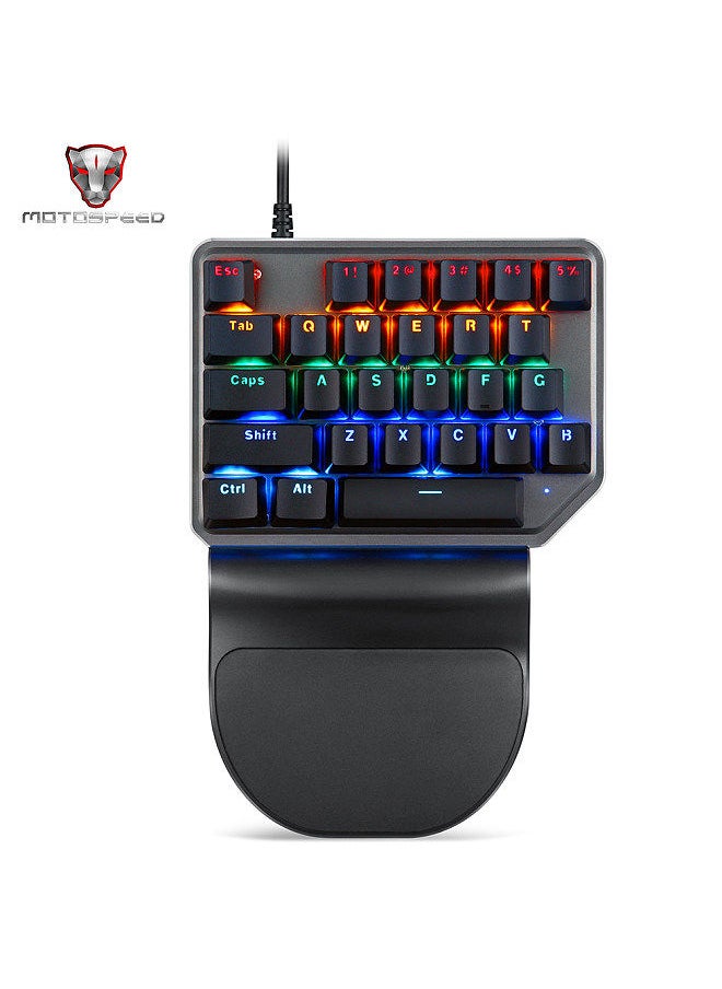 Motospeed - K27 One-handed Mechanical Keyboard 27 Keys Wired Gaming Keyboard LED Mixed Light Effect Mechanical Blue Switches - Image 1