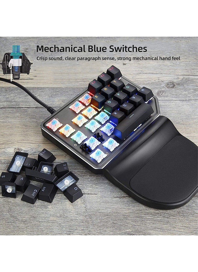 Motospeed - K27 One-handed Mechanical Keyboard 27 Keys Wired Gaming Keyboard LED Mixed Light Effect Mechanical Blue Switches - Image 1