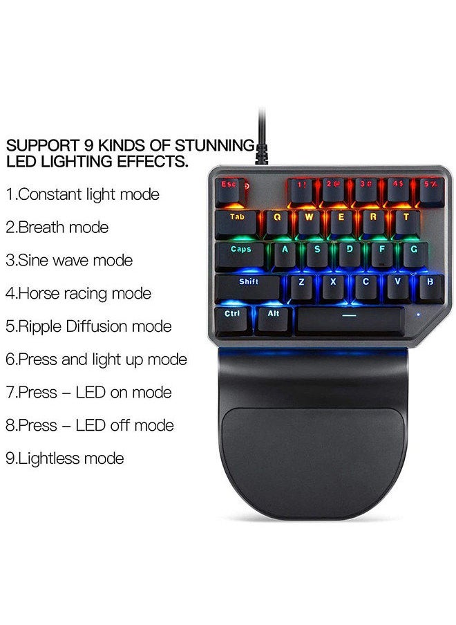 Motospeed - K27 One-handed Mechanical Keyboard 27 Keys Wired Gaming Keyboard LED Mixed Light Effect Mechanical Blue Switches - Image 1