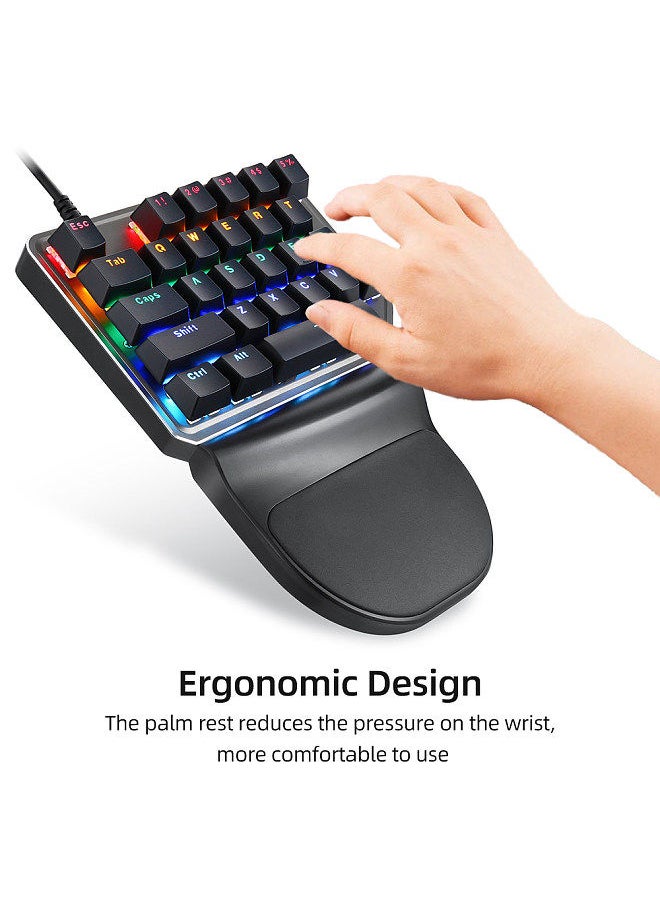 Motospeed - K27 One-handed Mechanical Keyboard 27 Keys Wired Gaming Keyboard LED Mixed Light Effect Mechanical Blue Switches - Image 1