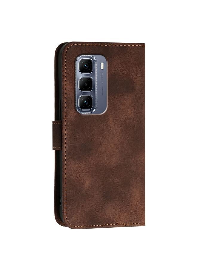 Zaboon Case For Infinix Hot 50 Pro+ 4G Grid Butterfly Embossed Pattern Leather Phone Case with Lanyard - Image 3