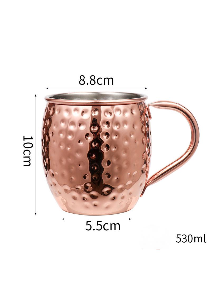 1-Pieces Moscow Mule Cup Stainless Steel Copper Hammered Cups Ice Drinking Cup Rose Gold-C 530ml  - Image 2