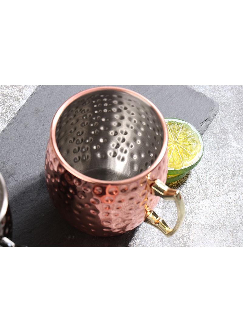 1-Pieces Moscow Mule Cup Stainless Steel Copper Hammered Cups Ice Drinking Cup Rose Gold-C 530ml  - Image 3