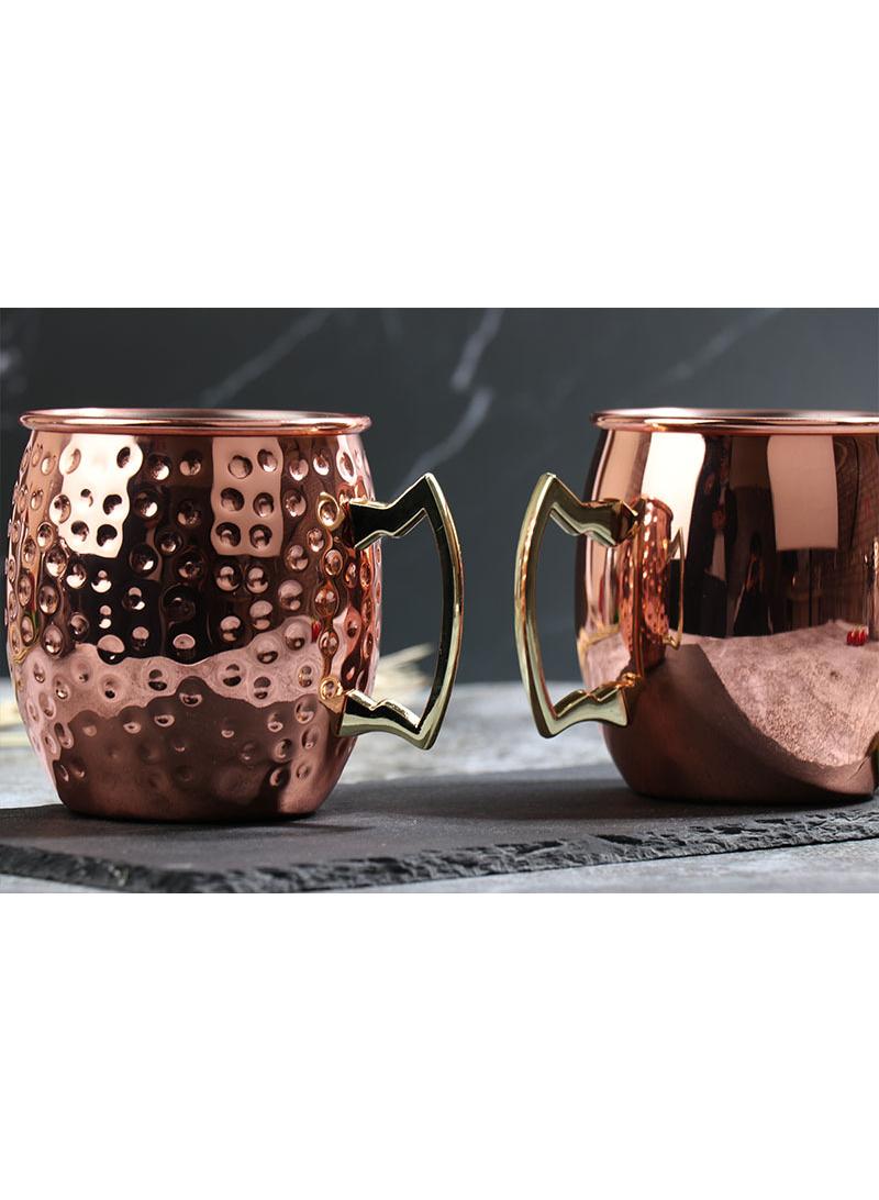 1-Pieces Moscow Mule Cup Stainless Steel Copper Hammered Cups Ice Drinking Cup Rose Gold-C 530ml  - Image 4