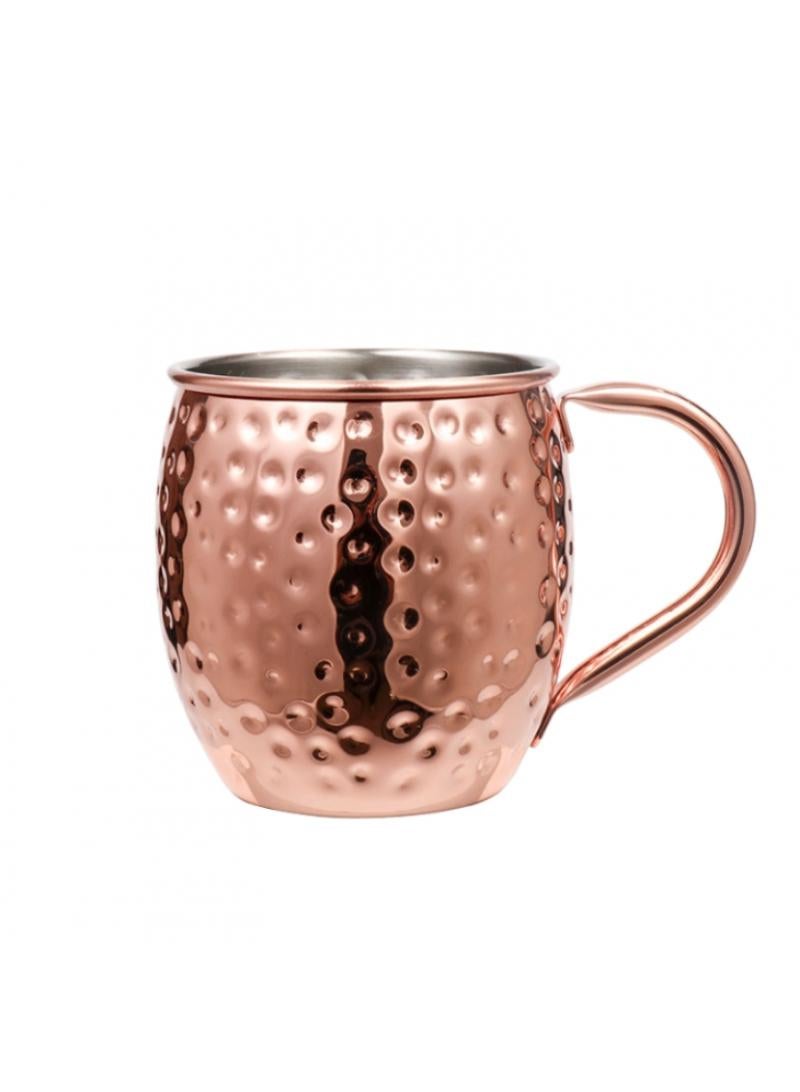 1-Pieces Moscow Mule Cup Stainless Steel Copper Hammered Cups Ice Drinking Cup Rose Gold-C 530ml  - Image 1