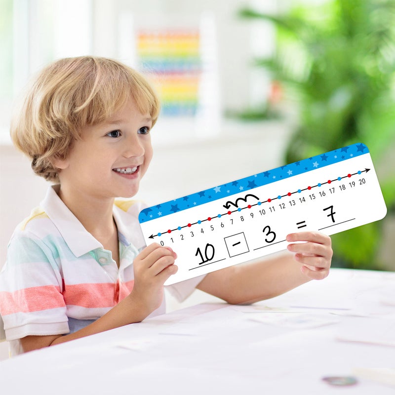 SpriteGru 26 Packs Number Line Dry Erase Boards Cards, Double Sided Writable and Erasable Board-0-10 on One Side & 0-20 on Other Side Math White Board for Kids, Students, Classroom and Home (12â€ x 4â€) - Image 5