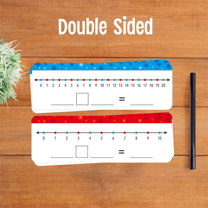 SpriteGru 26 Packs Number Line Dry Erase Boards Cards, Double Sided Writable and Erasable Board-0-10 on One Side & 0-20 on Other Side Math White Board for Kids, Students, Classroom and Home (12â€ x 4â€) - Image 3