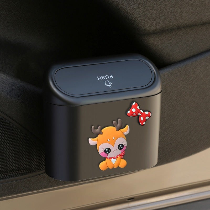 Car Trash Can Hanging Door Storage Organizer Multi-functional Front Seat Car Trash Bin with Umbrella Holder, Car Interior Decor