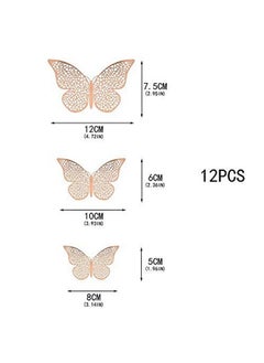 XTORE Xtore ® Congealed Paper Metallic Finish Home Decor 3D Butterfly with Sticking Pads (Rose Gold) -Set of 12 Pcs  - Image 3