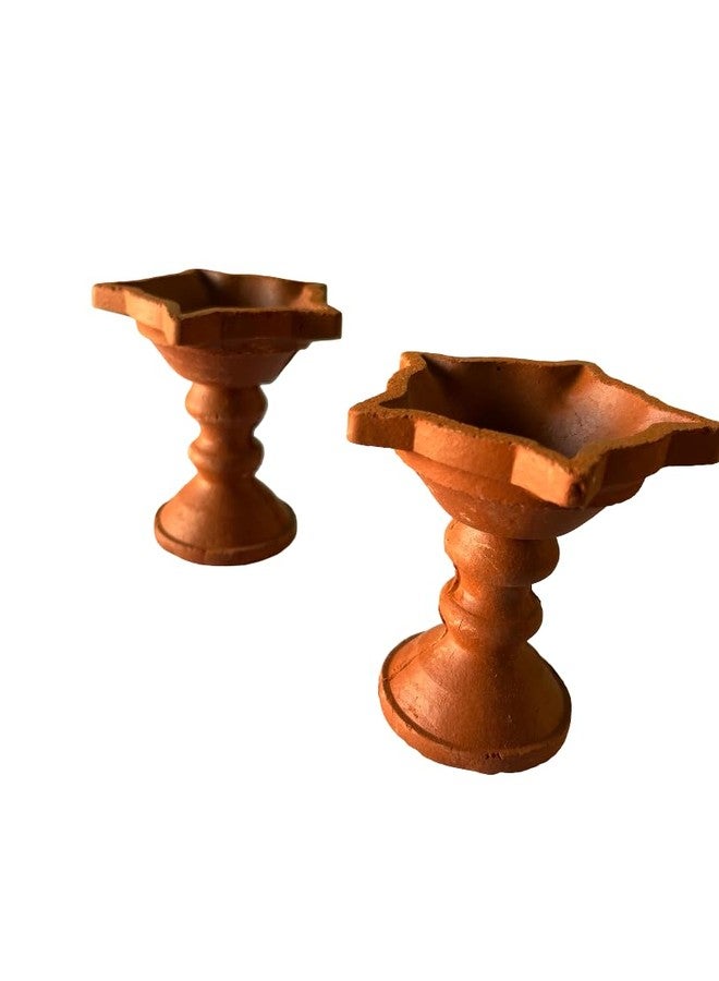 Koothanan Enterprises Star kuthu Vilakku with Stand – Pack of 2 (7 cm, Brown) | Clay & Terracotta Diya for Diwali Festival of Lights | Eco-Friendly Traditional Lamps for Pooja Room | - Image 3