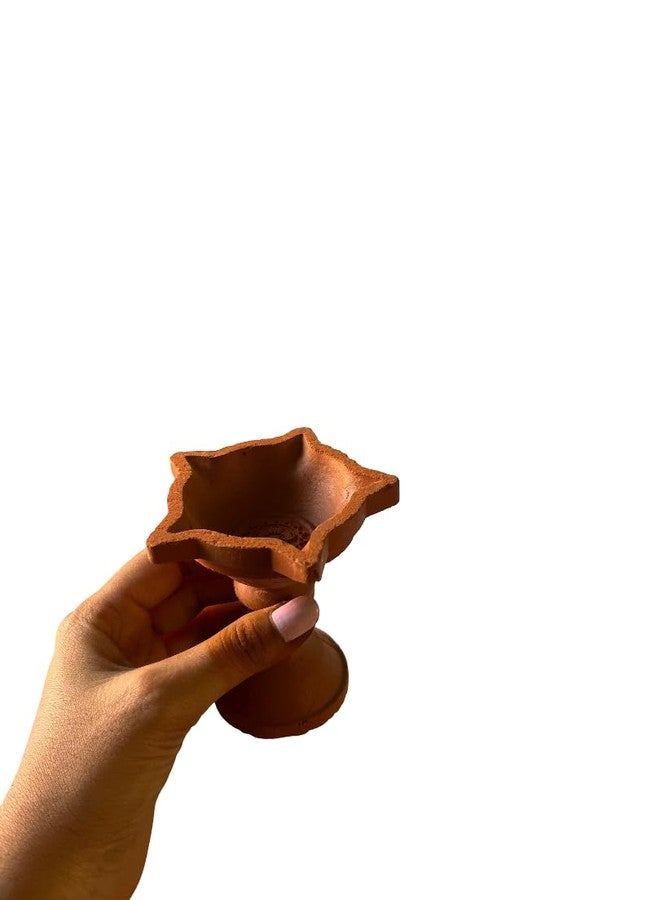 Koothanan Enterprises Star kuthu Vilakku with Stand – Pack of 2 (7 cm, Brown) | Clay & Terracotta Diya for Diwali Festival of Lights | Eco-Friendly Traditional Lamps for Pooja Room | - Image 4