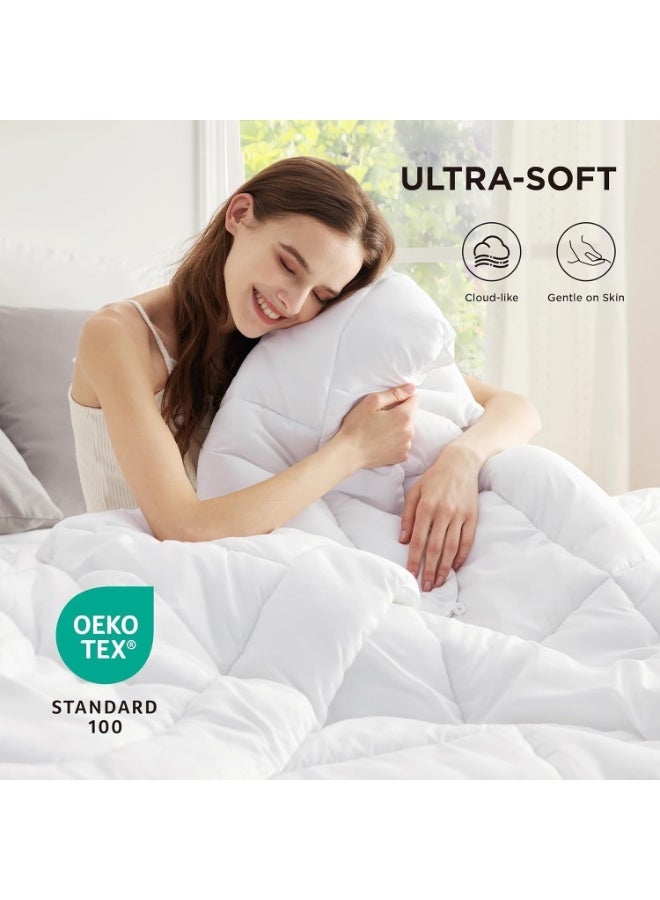 Luxury Microfiber Comforter Duvet Insert 160 x 220 cm – All Season White Quilted, Lightweight, Breathable, Machine Washable Bedding Essential with Corner Tabs - Image 3