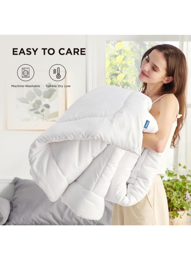 Luxury Microfiber Comforter Duvet Insert 160 x 220 cm – All Season White Quilted, Lightweight, Breathable, Machine Washable Bedding Essential with Corner Tabs - Image 2