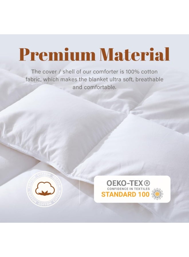 Luxury Microfiber Comforter Duvet Insert 160 x 220 cm – All Season White Quilted, Lightweight, Breathable, Machine Washable Bedding Essential with Corner Tabs - Image 4