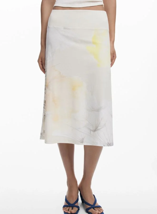 DESIGUAL MIDI SKIRT WITH ELASTIC WAISTBAND