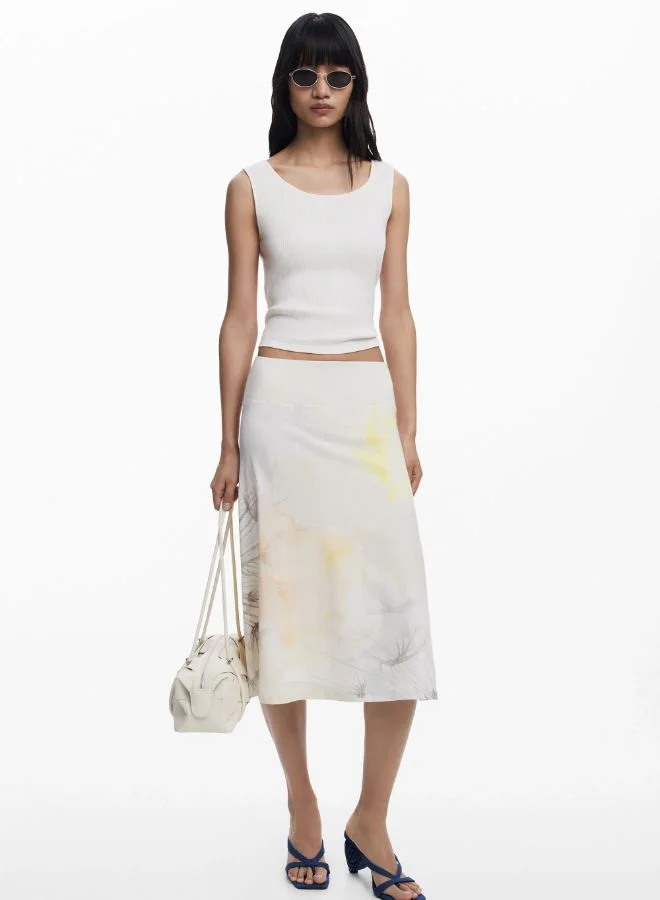 DESIGUAL MIDI SKIRT WITH ELASTIC WAISTBAND