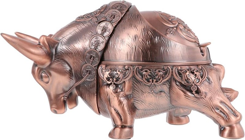 Zinc Alloy Windproof Desktop Ashtray With Lid Smokeless Cigarette Butt Container For Home Office Patio - Image 1