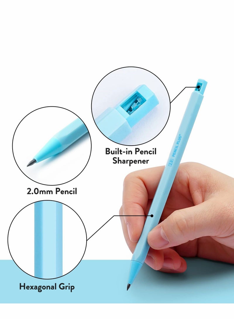 Excefore مجموعة أقلام رصاص ميكانيكية، 6 قطع أقلام باستيل 2 مم مع مبراة و6 أنابيب رصاص HB، مجموعة جمالية للأطفال للكتابة والرسم والتخطيط (ألوان عشوائية) - Image 3