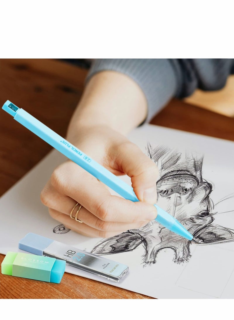 Excefore مجموعة أقلام رصاص ميكانيكية، 6 قطع أقلام باستيل 2 مم مع مبراة و6 أنابيب رصاص HB، مجموعة جمالية للأطفال للكتابة والرسم والتخطيط (ألوان عشوائية) - Image 5