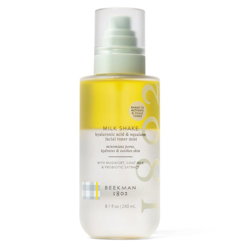 Beekman 1802 Milk Shake Hydrating Face Mist Hyaluronic Acid Squalane Facial Mist Minimizes Pores Gently Moisturizes Makeup Setting Spray FragranceFree