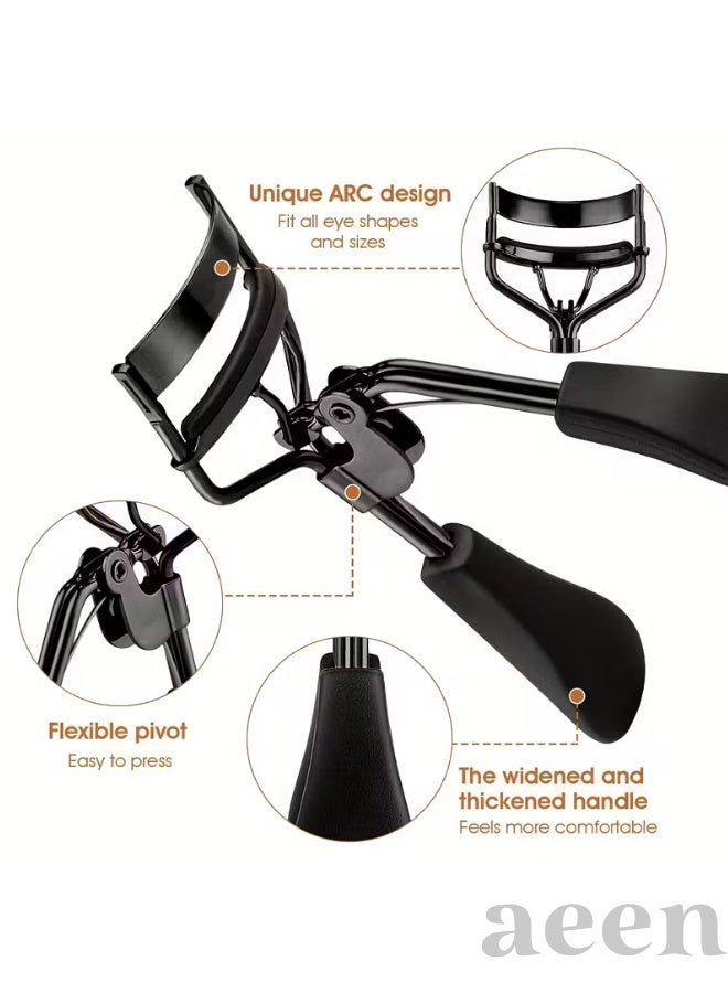 aeen 11PCS Eyelash Curler Set – Black Lash Curler with 4 Mascara Spoolie Brushes & 6 Replacement Silicone Pads, Manual Eyelash Lifting & Curling Tool - Image 3