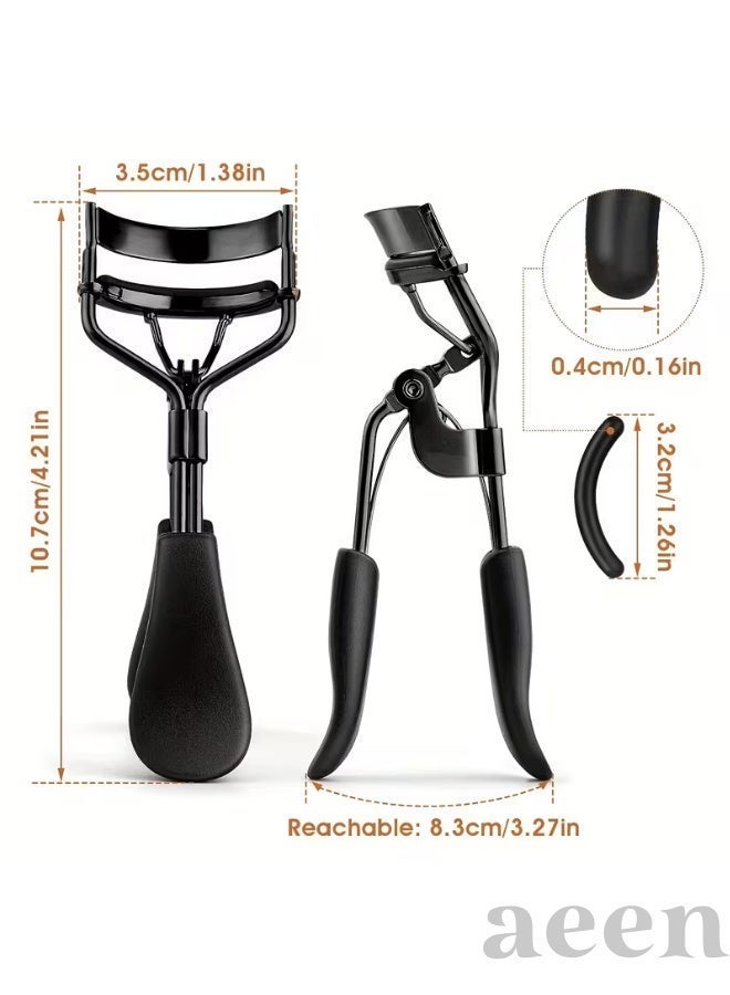 aeen 11PCS Eyelash Curler Set – Black Lash Curler with 4 Mascara Spoolie Brushes & 6 Replacement Silicone Pads, Manual Eyelash Lifting & Curling Tool - Image 2