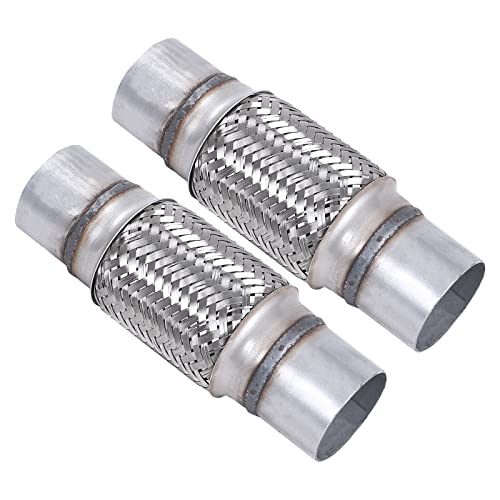 FGJQEFG 2PCS Exhaust Flex Pipe Stainless Steel Braid 2.5"Inch x 6"Inch w/Ends 10"Inch Long Heavy Duty - Image 1