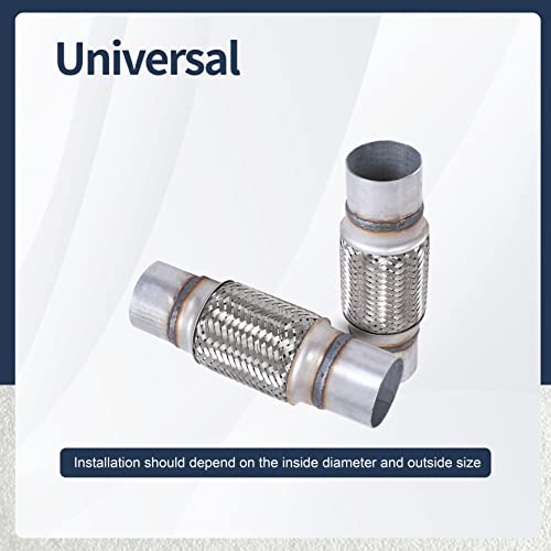 FGJQEFG 2PCS Exhaust Flex Pipe Stainless Steel Braid 2.5"Inch x 6"Inch w/Ends 10"Inch Long Heavy Duty - Image 5