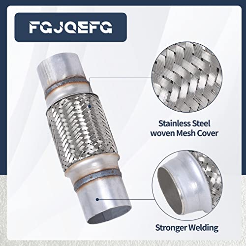 FGJQEFG 2PCS Exhaust Flex Pipe Stainless Steel Braid 2.5"Inch x 6"Inch w/Ends 10"Inch Long Heavy Duty - Image 2