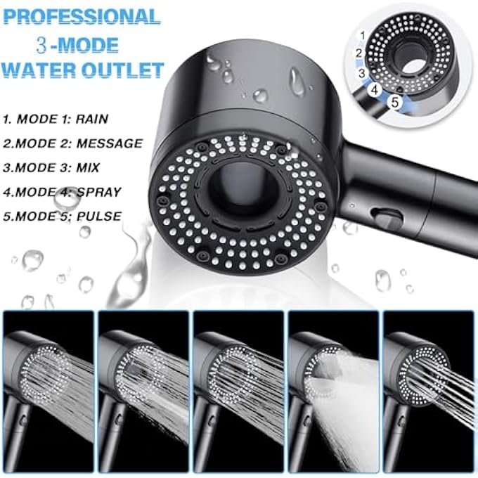 5Mode Filter Handheld Shower Head Set  Powerful WaterSaving Shower Head Reduces Usage by 30 Idea for Low Pressure Bathrooms - Image 4
