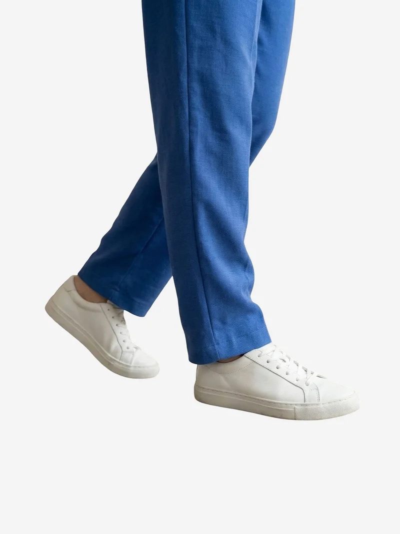 My Fashion Cerulean Blue MY FASHION High-Waist Straight-Leg Crepe Trousers for Women | Best Price UAE