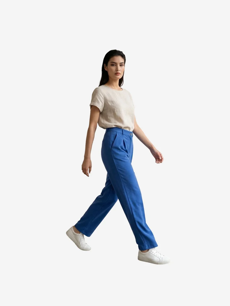 ماي فاشن MY FASHION High-Waist Straight-Leg Crepe Trousers