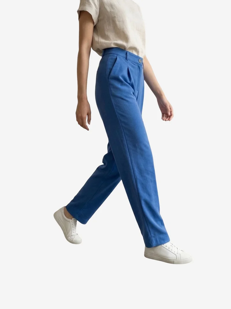 ماي فاشن MY FASHION High-Waist Straight-Leg Crepe Trousers
