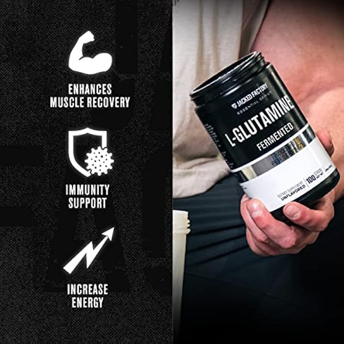Jacked Factory L-Glutamine Powder 100 Servings - Vegan Fermented L Glutamine Supplement for Post Workout Muscle Recovery, Immunity, Digestive Health | No Artificial Filler - Unflavored - Image 4
