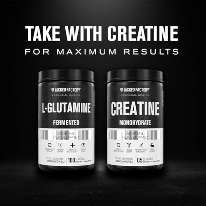 Jacked Factory L-Glutamine Powder 100 Servings - Vegan Fermented L Glutamine Supplement for Post Workout Muscle Recovery, Immunity, Digestive Health | No Artificial Filler - Unflavored - Image 3