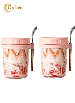 2PCS Overnight Oats Jars with Lid and Spoon, 350ml Large Capacity Airtight Oatmeal Container with Measurement Marks, Portable Jars Breakfast Container for Salads Yogurt Cereal Milk - pzsku/ZFB0DE5D4A27A00907E33Z/45/_/1728873837/fccd697c-7269-4cc4-8d37-9a9c3838bcb0