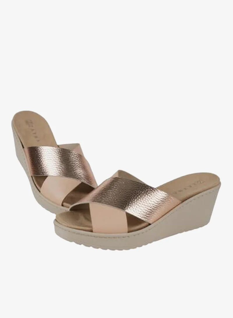 ZAYNA 221-372 Zayna Ladies Wedge Sandals Milan 21505T Beige