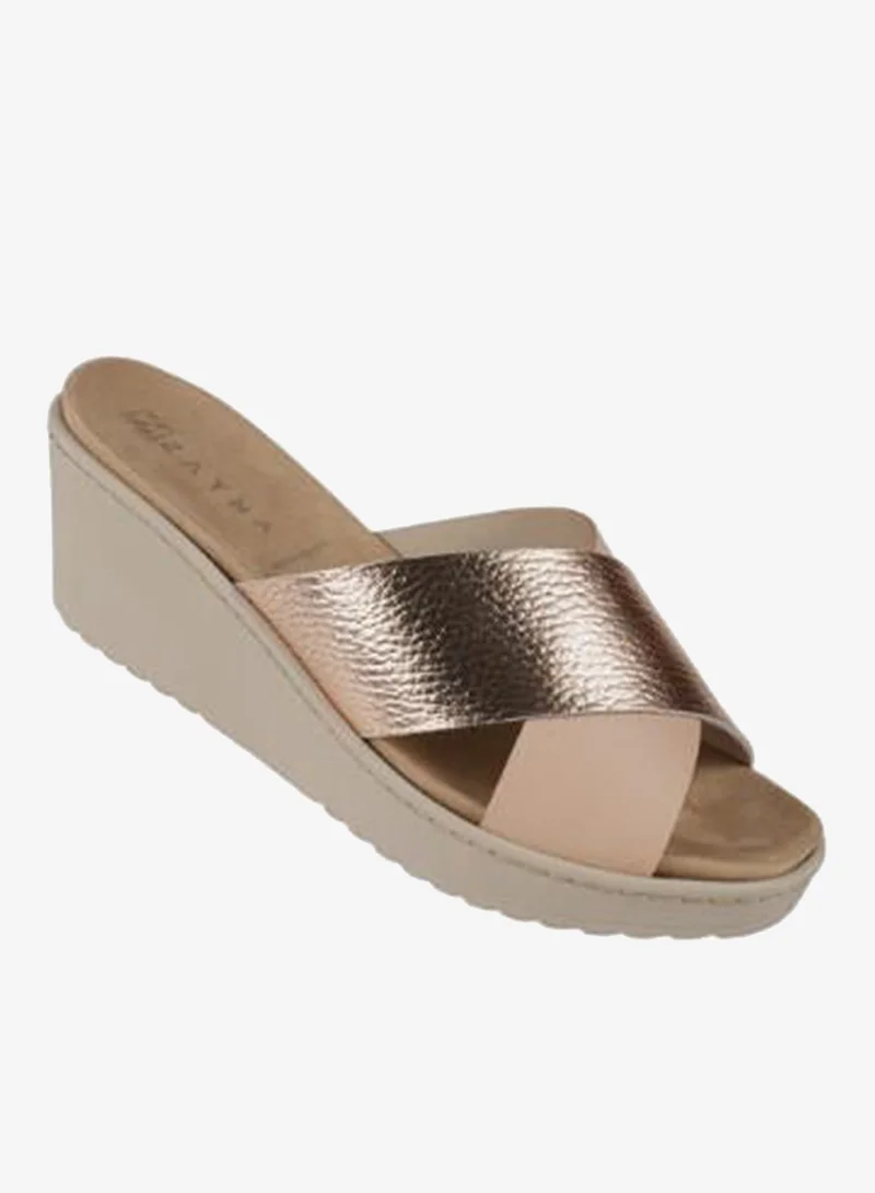 ZAYNA 221-372 Zayna Ladies Wedge Sandals Milan 21505T Beige