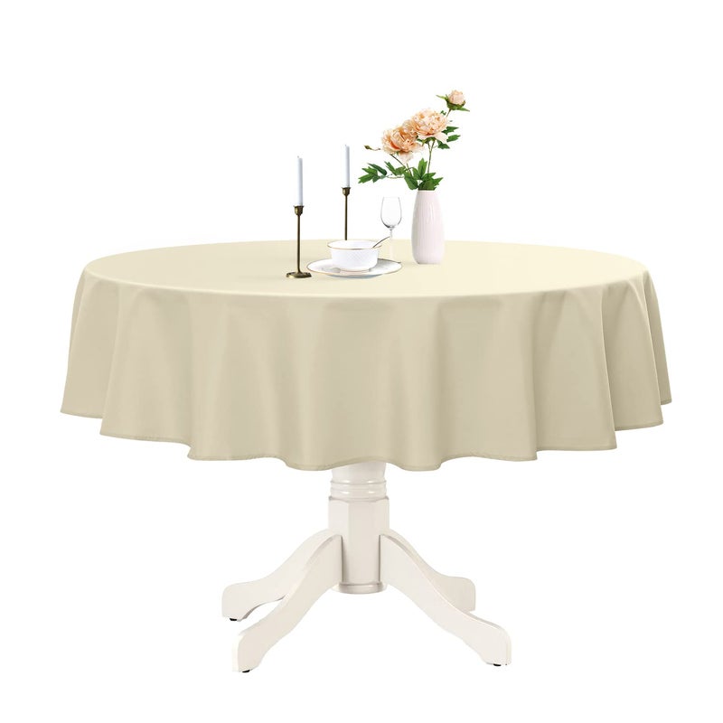 Romanstile Round Waterproof Tablecloth Stain Resistant Washable Table Cloths Wrinkle Free Polyester Table Covers for Kitchen Dining Party Wedding Indoor and Outdoor  Khaki 70 Inch