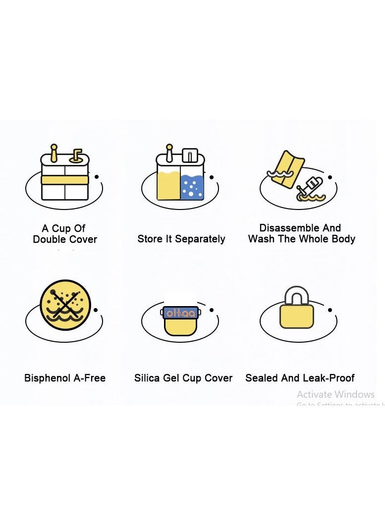 Bingo Cute Cartoon Water Bottle For Kids Separate Compartments Straw Multicolor 800ml - Image 4