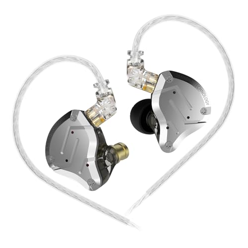 Kinboofi سماعات KZ ZS10 Pro داخل الأذن، سماعات IEM، سماعات ألعاب مع 4 محركات BA و 1 محرك DD، سماعة KZ HiFi IEM المحدثة ZS10 مع كابل قابل للفصل 0.75 مم 2 دبوس 6N OFC (أسود بدون ميكروفون) - Image 1
