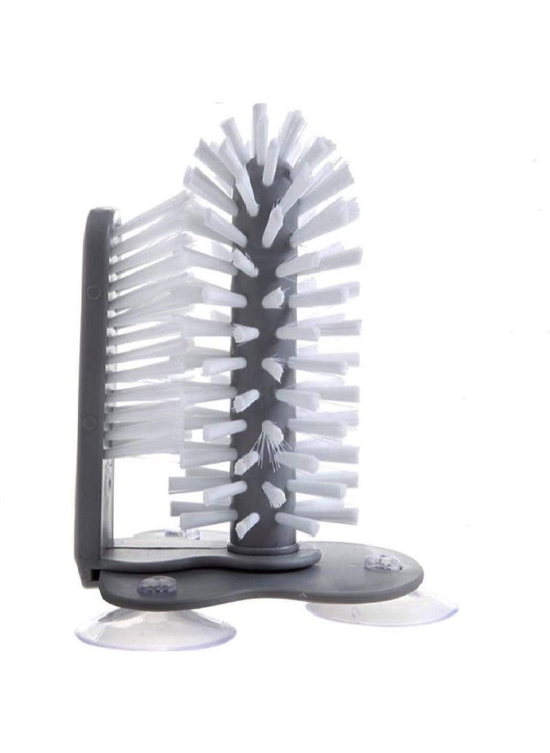 KPS KPS Glass Washer Brush Standing Glass Washer Double Sided Bristle Brush Scrub with Suction Base Self Stand Scrubber Kitchen Bottle Cleaner Multicolor Set of 1  - Image 1